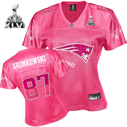 Patriots #87 Rob Gronkowski Pink 2011 Women's Fem Fan Super Bowl XLVI Stitched NFL Jersey